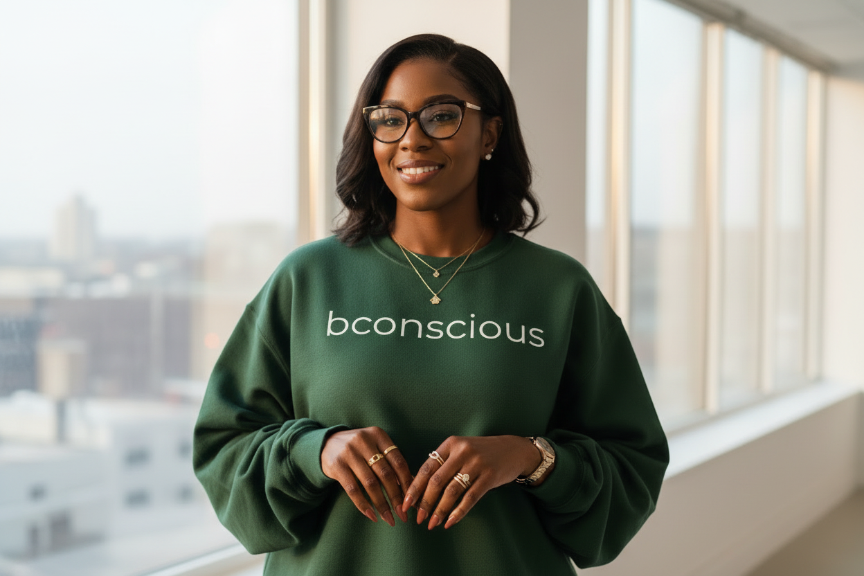Bconscious Minimalist Crewneck Sweatshirt -Premium Unisex Cozy Essential