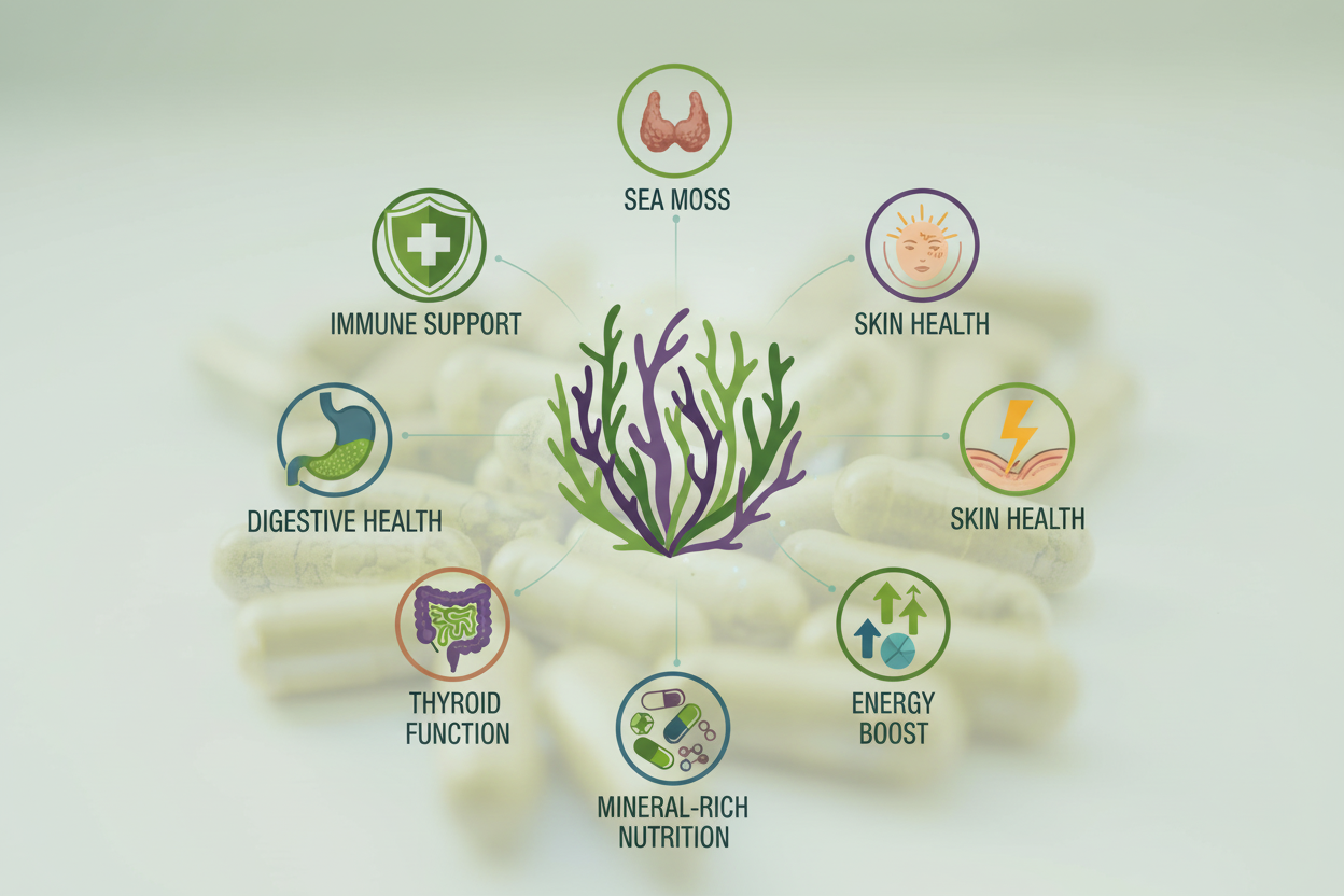 Bconscious Naturals™ Organic Seamoss Capsules
100% Organic Sea Moss Supplement for Immune Support, Digestion & Overall Health