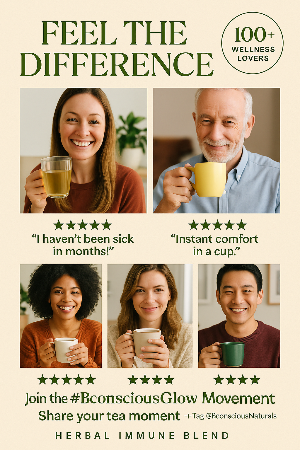 Bconscious Naturals™ 30 Day Immunity Tea Blend
Kickstart Your Day the Right Way!