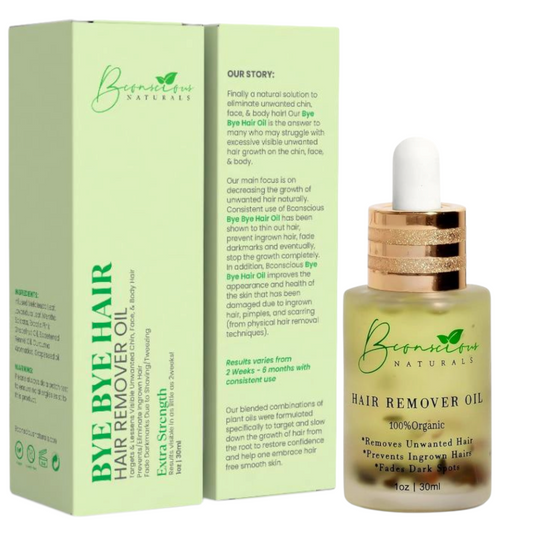 Bye Bye Hair Removal Oil – Organic Herbal Formula for Chin & Body Hair