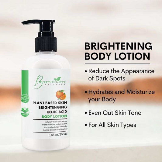 Bconscious Naturals™ 100% Vegan & Natural Plant-Based Skin Brightening Kojic Acid Body Lotion
Even Skin Tone, Clear Dark Marks, & Naturally Toning with Kojic Acid