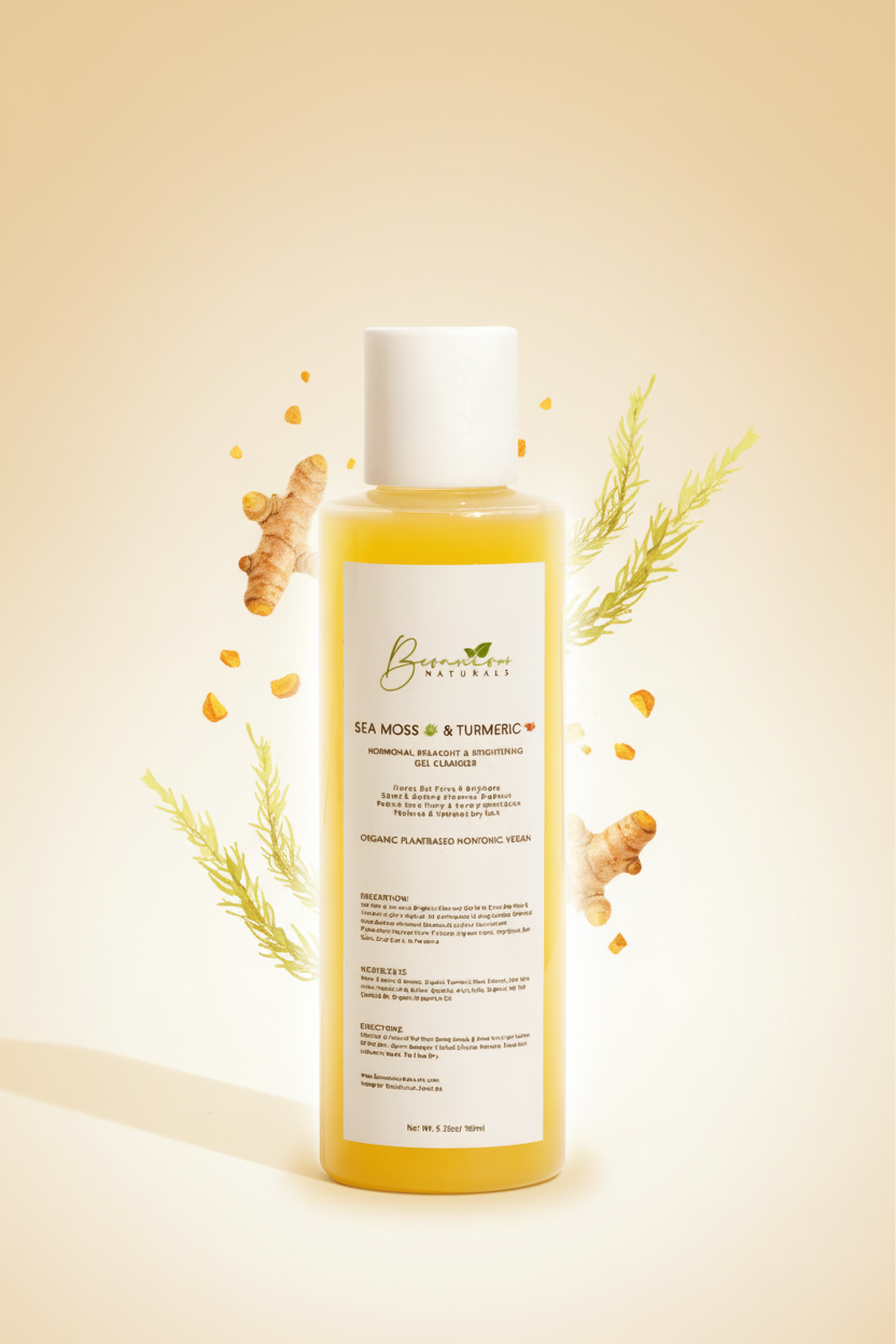 Bconscious Naturals™ Sea Moss & Turmeric Skin Balancing & Brightening Gel Cleanser
Natural Cleanser for Glowing, Clear Skin – Perfect  Brightening & Calming Skin
