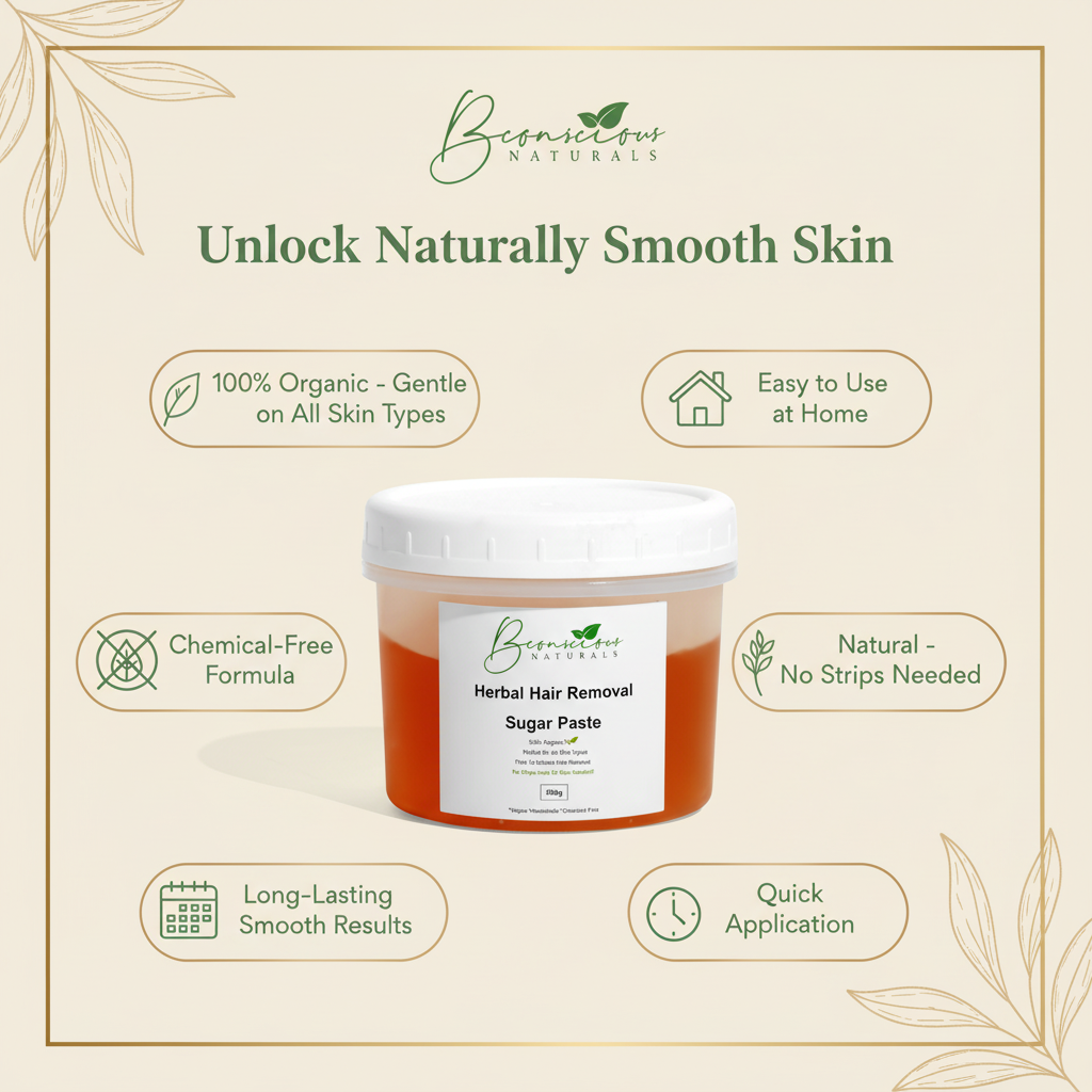 Bconscious Naturals™ Organic Home Hair Removal Sugar Paste

The All-Natural Solution for Face & Body Hair Removal – Safe for PCOS & Hirsutism