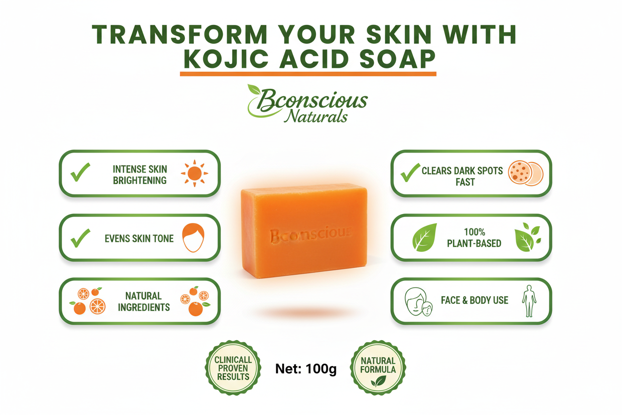 Bconscious Naturals™ Plant-Based Kojic Acid Skin Brightening & Clearing Blend Soap
Target Dark Spots, Underarm Lightening, Yoni Lightening, Back Scars & More