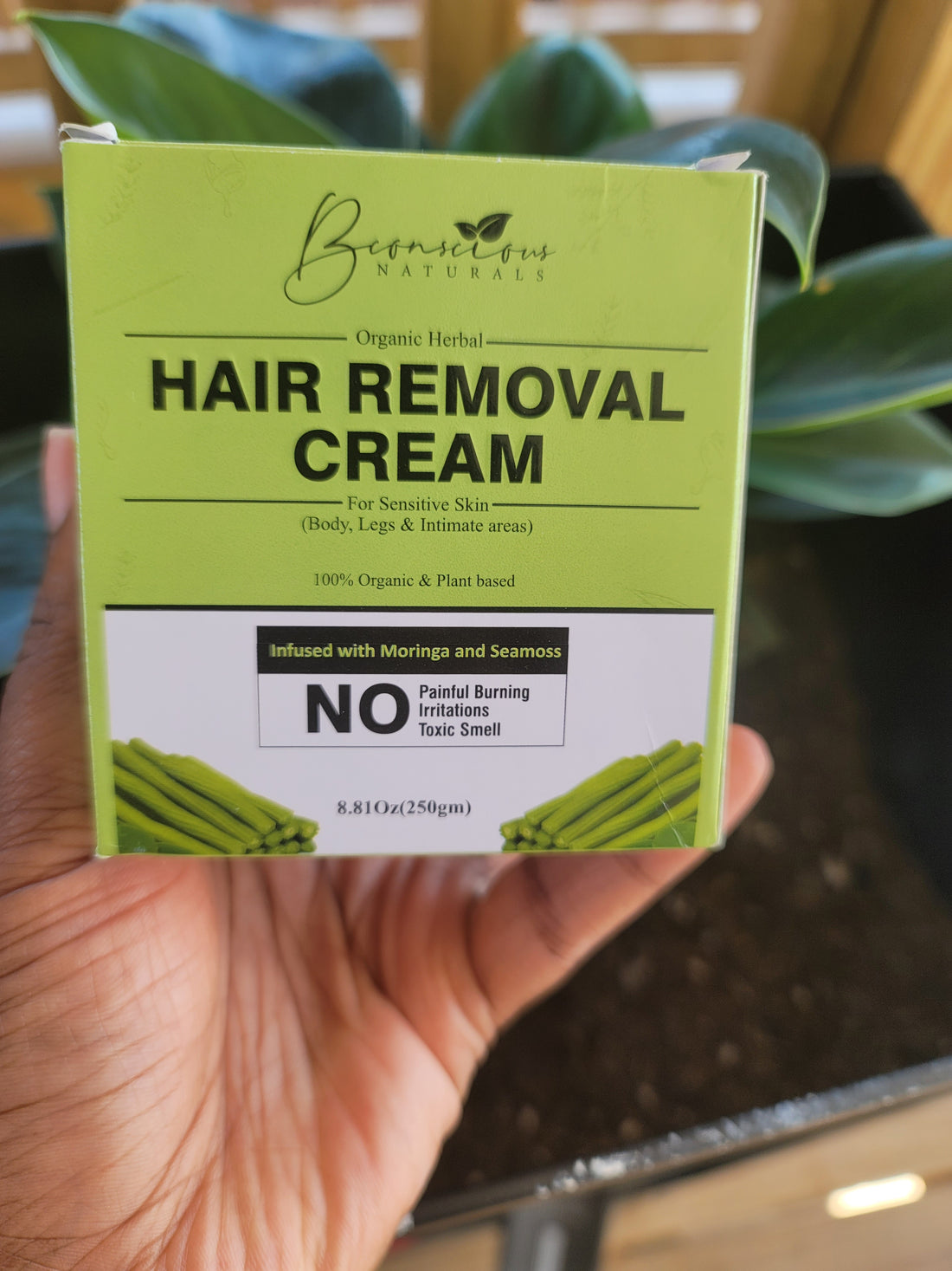 Organic Moringa &amp; Seamoss Hair Removal Cream For SENSITIVE SKIN (Body,Legs &amp; Intimate Areas)
