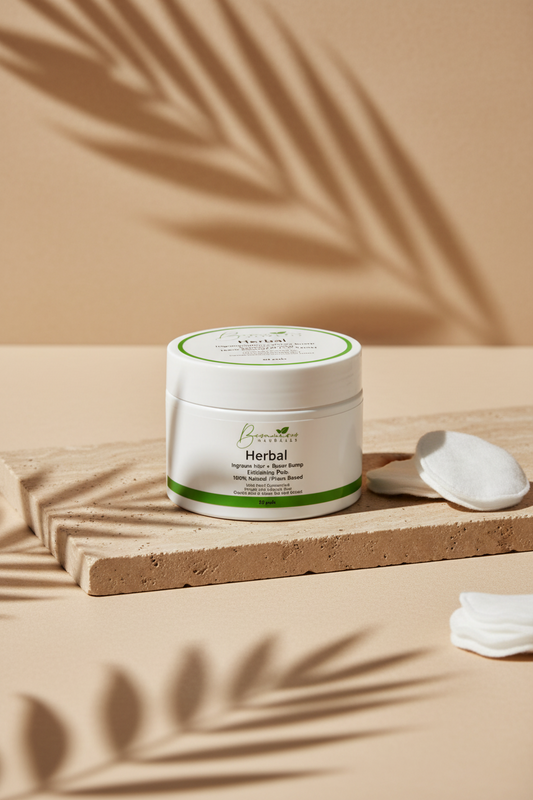 Bconscious Naturals™ 50 Herbal Ingrown Hair Pads
Razor Bump Stopper & Ingrown Hair Treatment for Bikini Area – AfterShave Solution for Men & Women