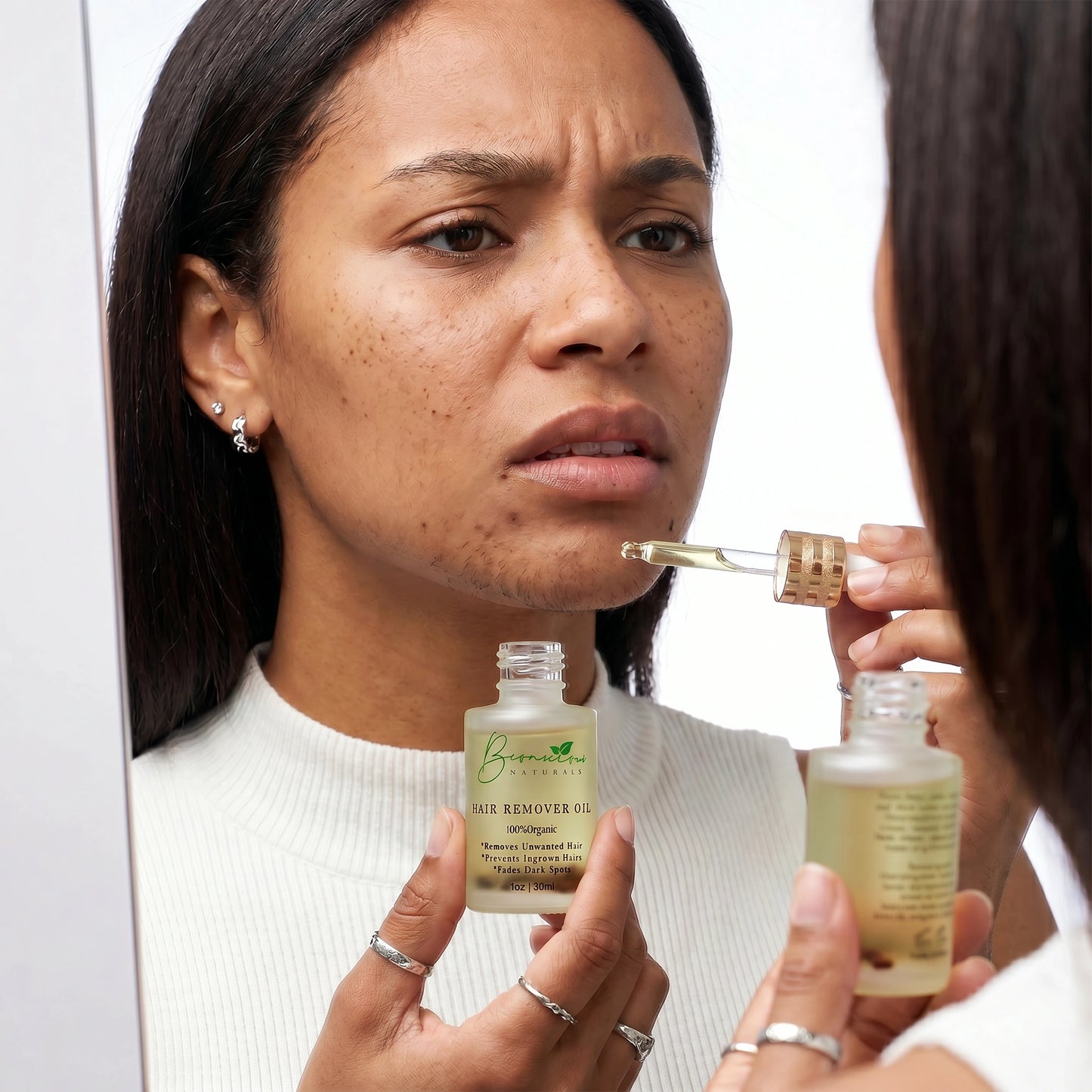 Natural Hair Removal Oil for Women | Facial & Chin Hair Growth Reduction | Organic Herbal Hair Inhibitor for Face & Body