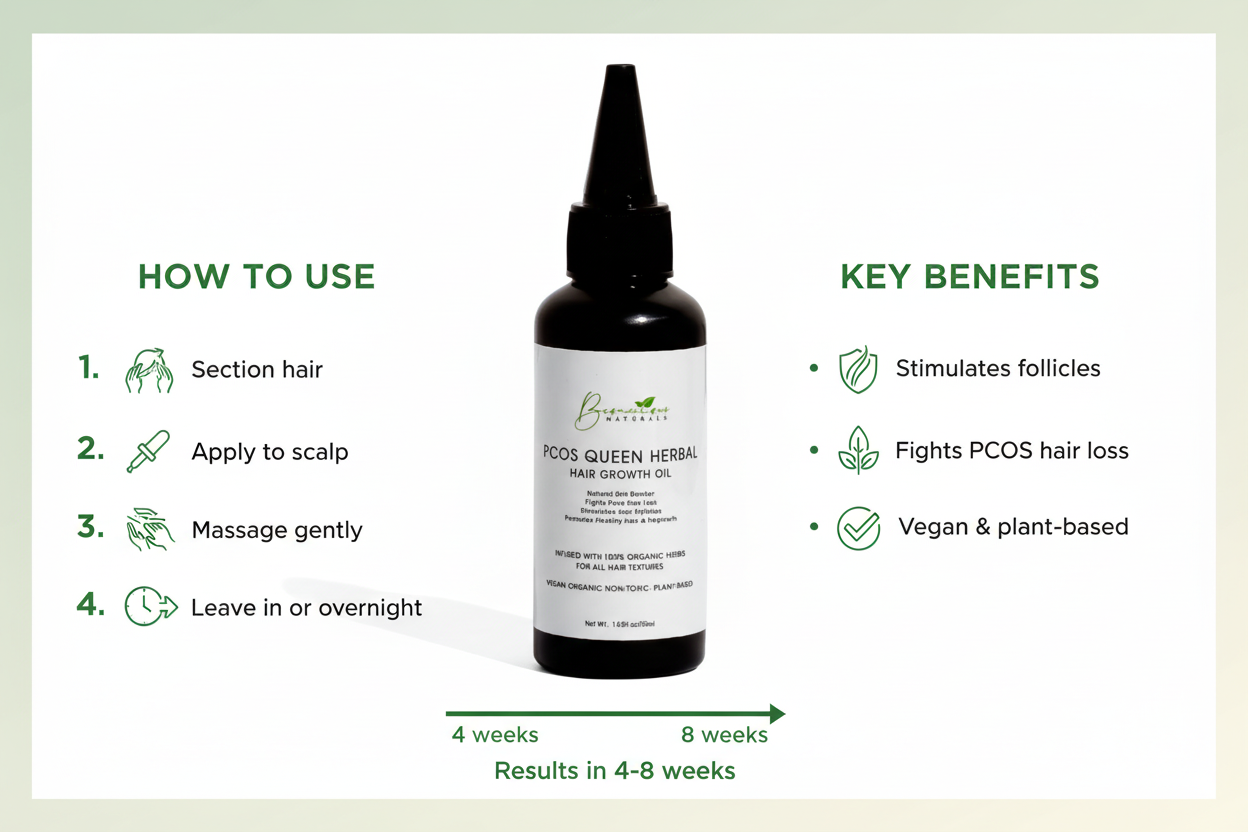 Bconscious Naturals™ PCOS QUEEN Hair Loss Solution: Natural Hair Growth Oil for Women