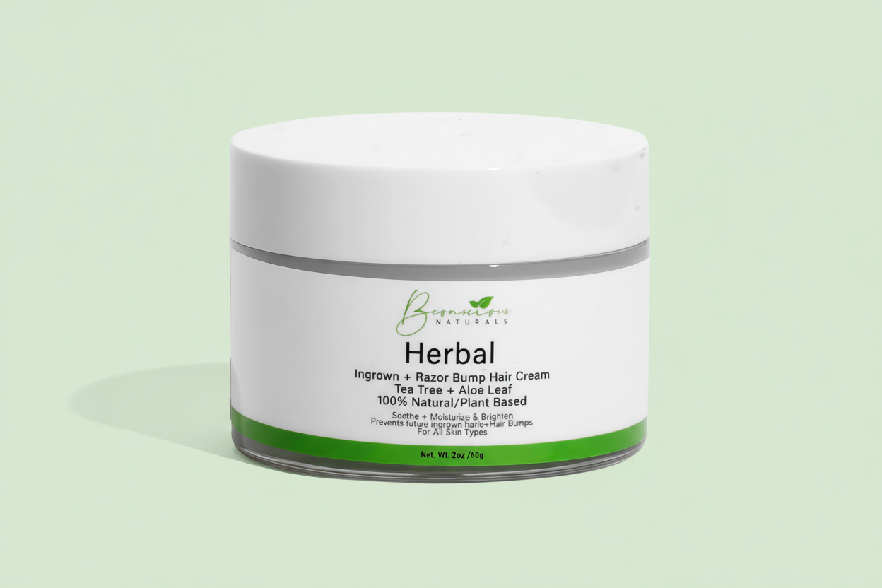 Bconscious Naturals™ Herbal Ingrown Hair & Razor Bump Cream with Tea Tree & Aloe Leaf – Natural Solution for Smooth Skin