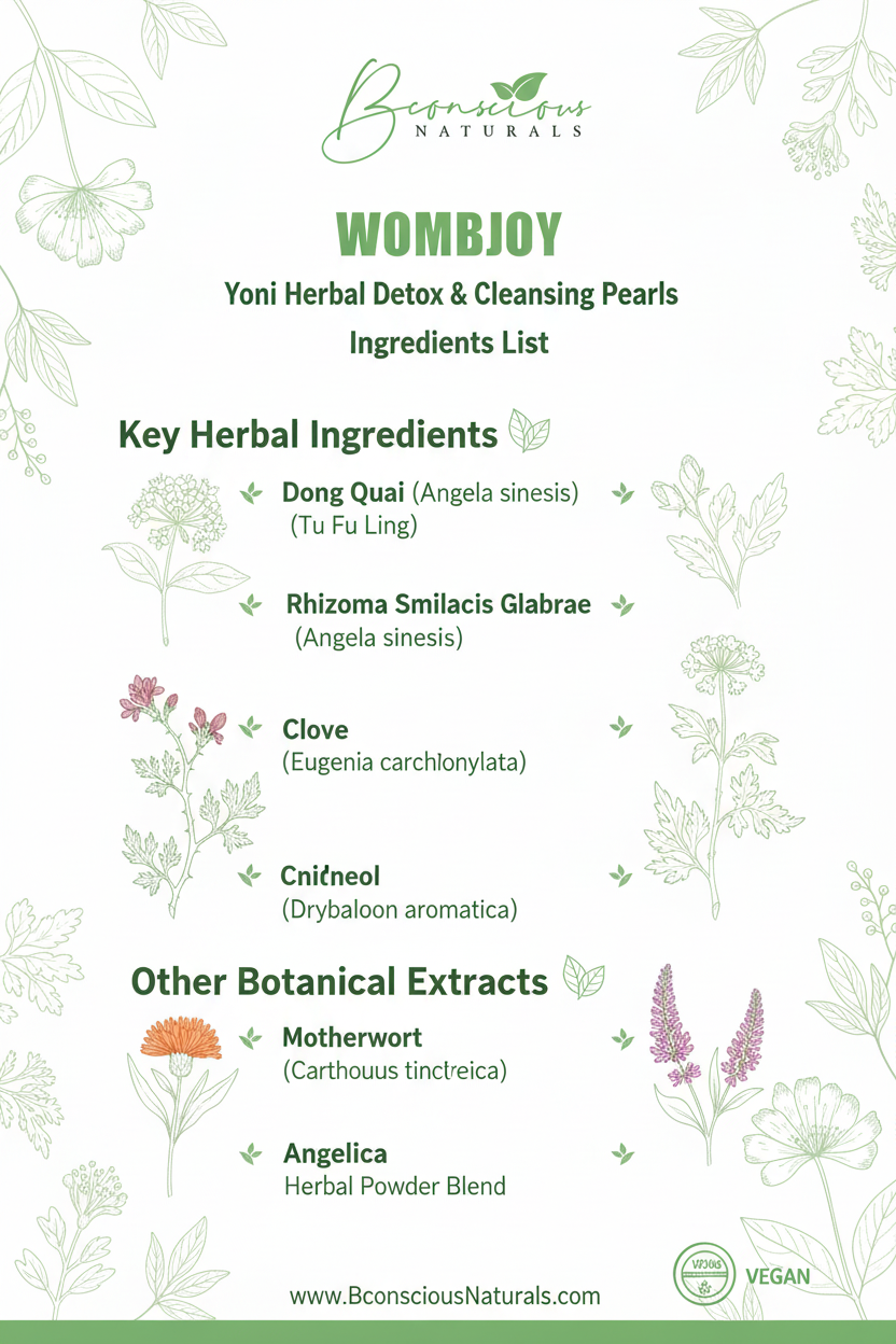 Bconscious Naturals™ Womb Joy (4pcs) Yoni Cleanse Pearl
Natural Yoni Detox for Feminine Health, Rejuvenation, and PCOS Support