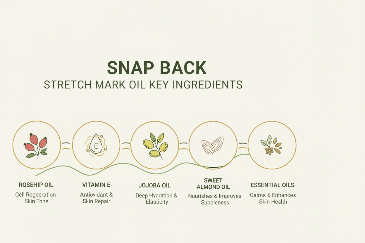 Bconscious Naturals™ SnapBack Stretchmark Oil
Natural Stretch Mark Treatment for Smooth, Firm, and Rejuvenated Skin