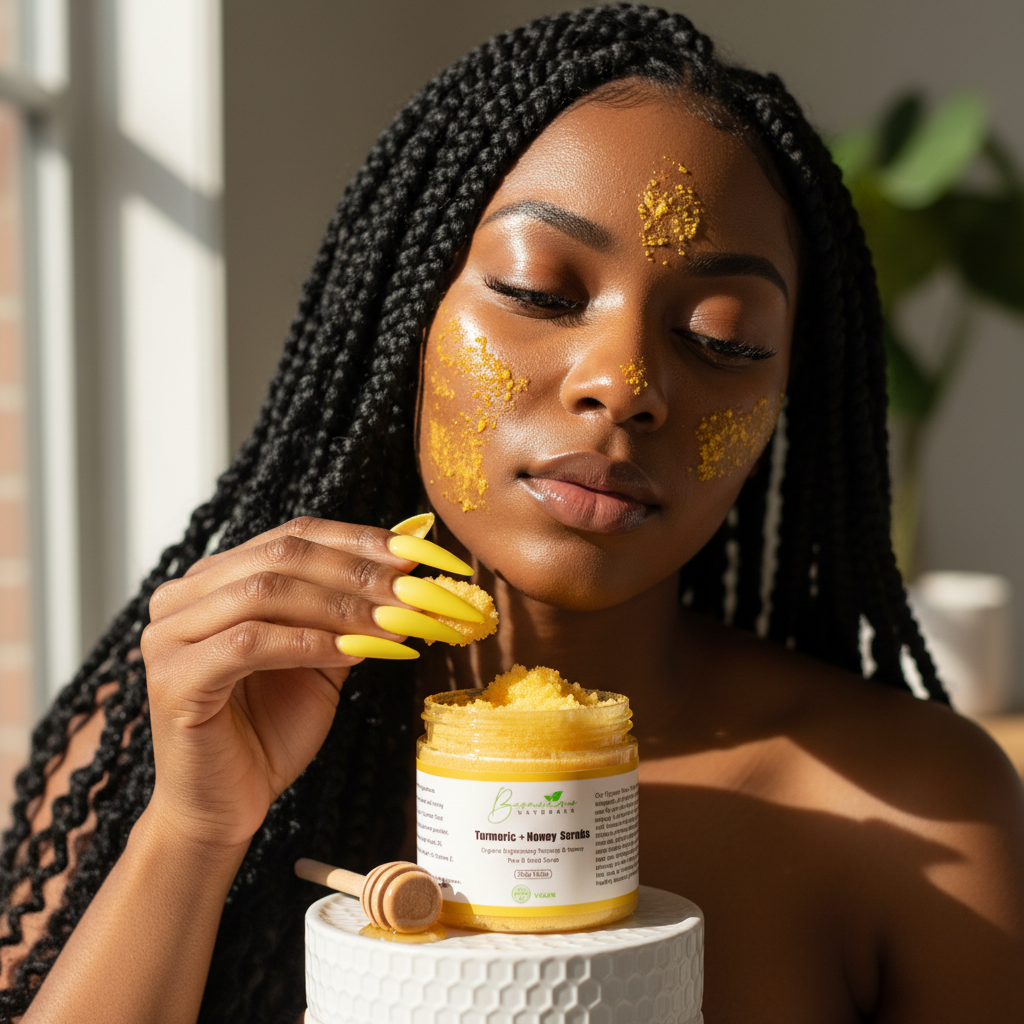Bconscious Naturals™ Ingrown Hair Exfoliating Himalayan Salt Scrub
100% Organic & Natural Brightening Turmeric + Honey Scrub for Face & Body