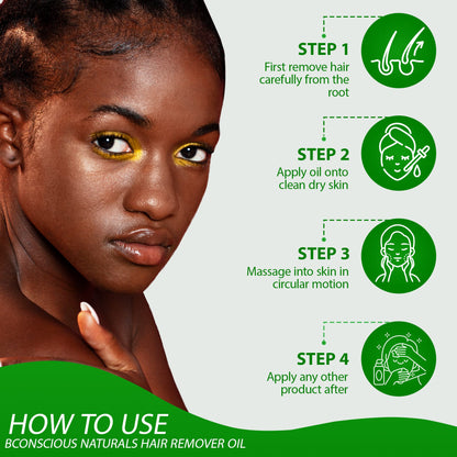 Pcos/Hirsutism Vegan Natural Face/Body Hair Removal Oil(Inhibits Chin Hair & Slows Down Hair Growth)