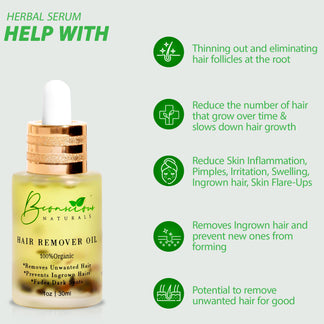 Vegan Herbal Hair Removal Oil/Organic Hair Remover Cream – Bconscious ...