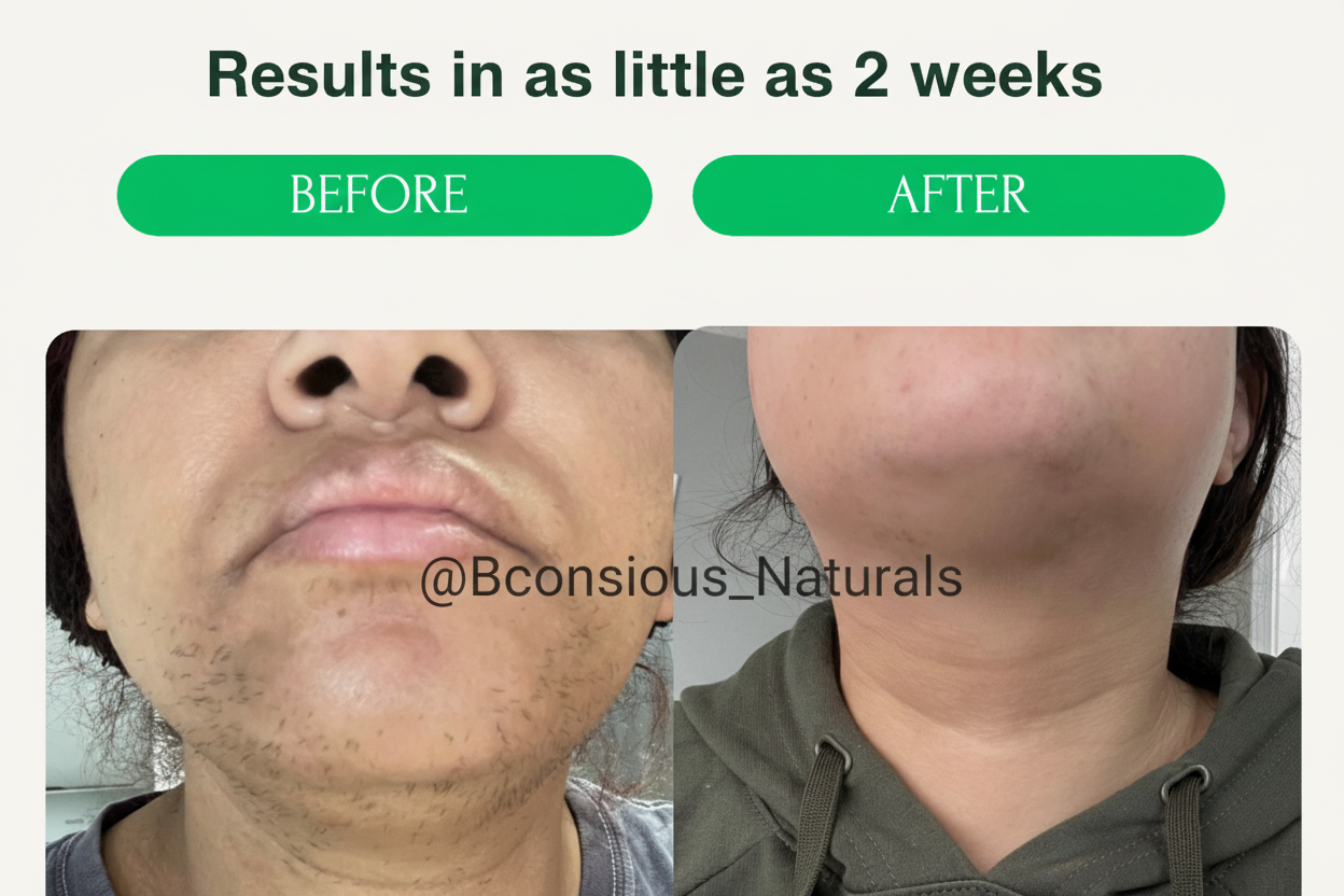 Natural Hair Removal Oil for Women | Facial & Chin Hair Growth Reduction | Organic Herbal Hair Inhibitor for Face & Body