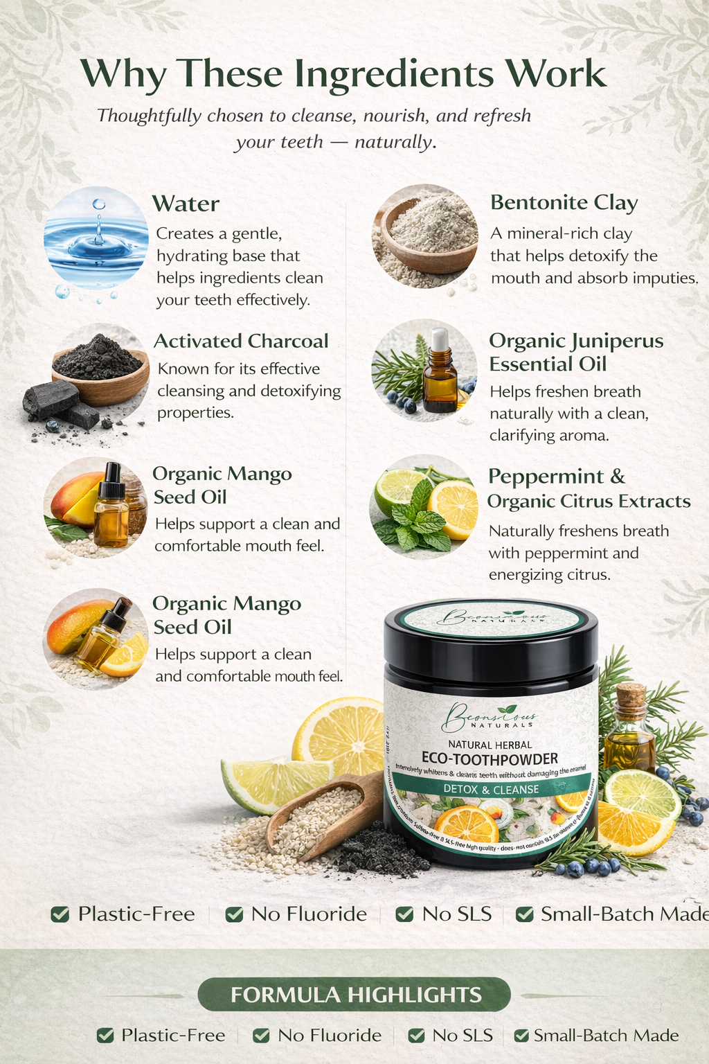 Bconscious Naturals™ 100% Natural Hormone-Balancing Fluoride-Free Herbal Tooth Powder
Natural, Fluoride-Free Oral Care with Hormone-Balancing Herbal Benefits