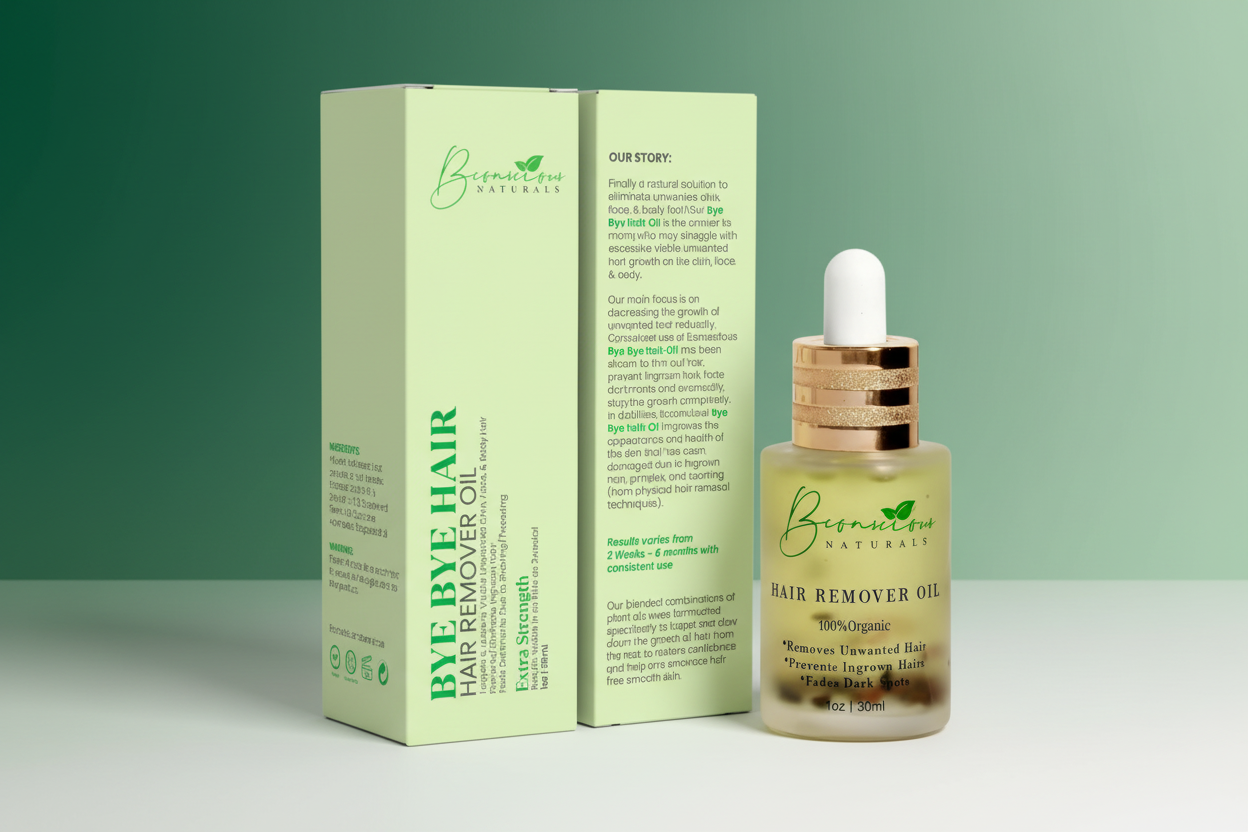 Bye Bye Hair Removal Oil – Organic Herbal Formula for Chin & Body Hair