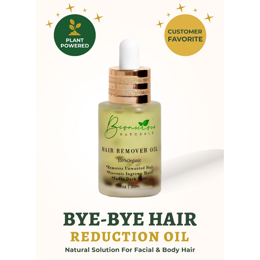 Natural Hair Removal Oil for Women | Facial & Chin Hair Growth Reduction | Organic Herbal Hair Inhibitor for Face & Body