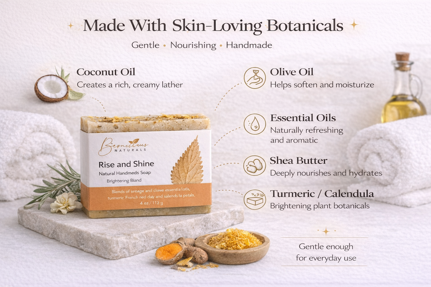 Bconscious Naturals™ Rise & Shine Turmeric Soap Bar

Brighten, Revive & Refresh Your Skin for a Dewy, Radiant Morning Glow! 🌞