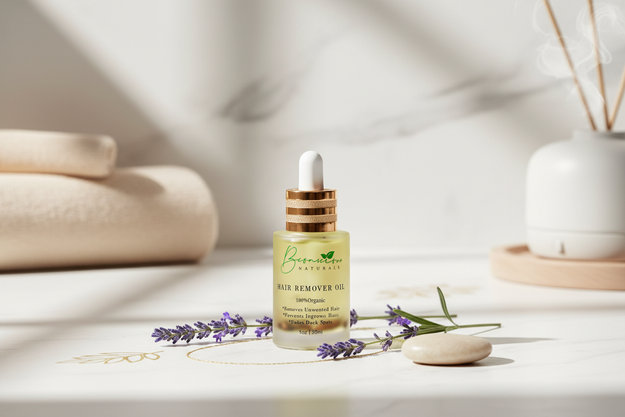 Natural Hair Removal Oil for Women | Facial & Chin Hair Growth Reduction | Organic Herbal Hair Inhibitor for Face & Body