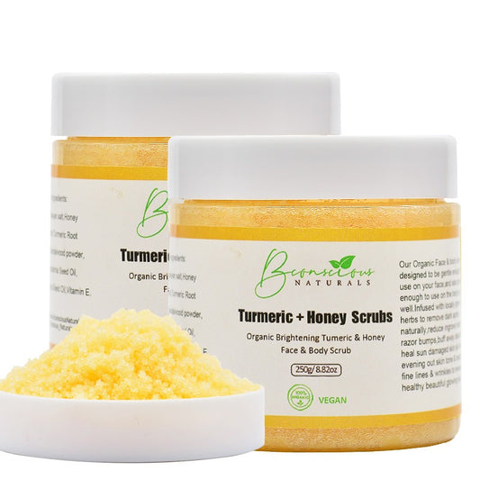 Bconscious Naturals™ Ingrown Hair Exfoliating Himalayan Salt Scrub
100% Organic & Natural Brightening Turmeric + Honey Scrub for Face & Body