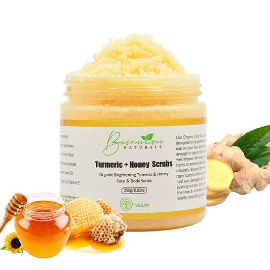 Bconscious Naturals™ Ingrown Hair Exfoliating Himalayan Salt Scrub
100% Organic & Natural Brightening Turmeric + Honey Scrub for Face & Body