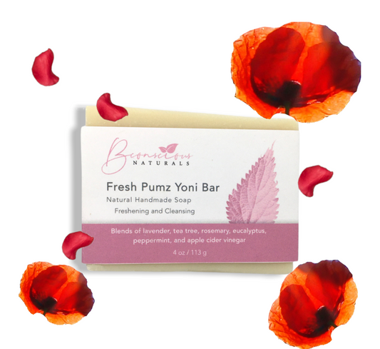 Bconscious Naturals™ Fresh Pumz Apple Cider Vinegar Cleansing Yoni Soap Bar
Natural, pH-Balancing Cleanse for a Healthy Yoni